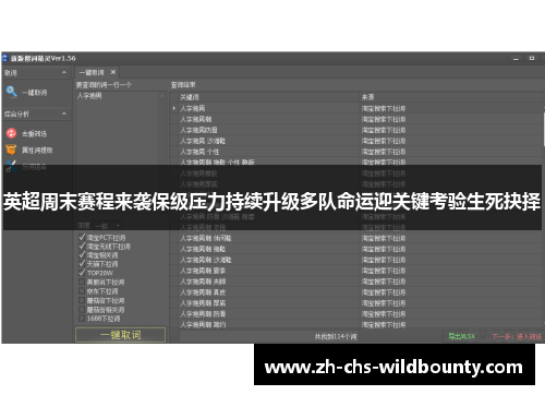 英超周末赛程来袭保级压力持续升级多队命运迎关键考验生死抉择